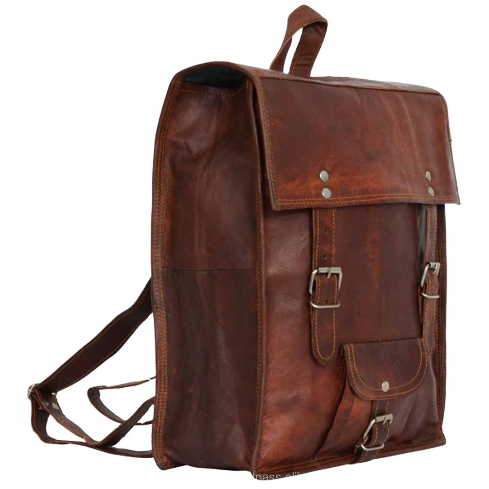 Vintage Laptop Backpack Bag Handmade Genuine Leather School Backpack Work ODM Brown DAY Backpack Light Weight Customized Size