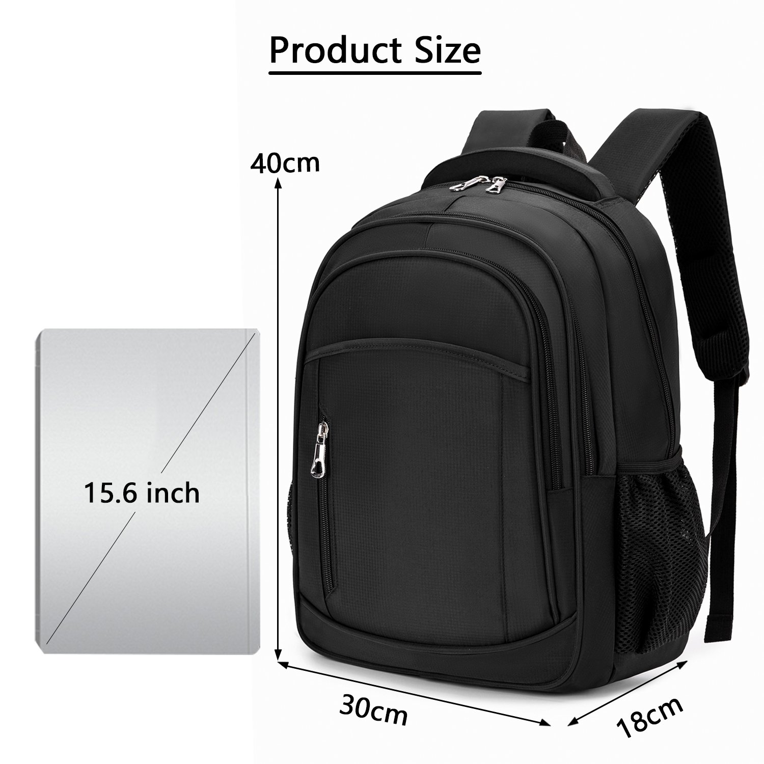 HAIBOWY Business Backpack Cool Black Nylon Laptop Backpack with Polyester Lining for Travel or School