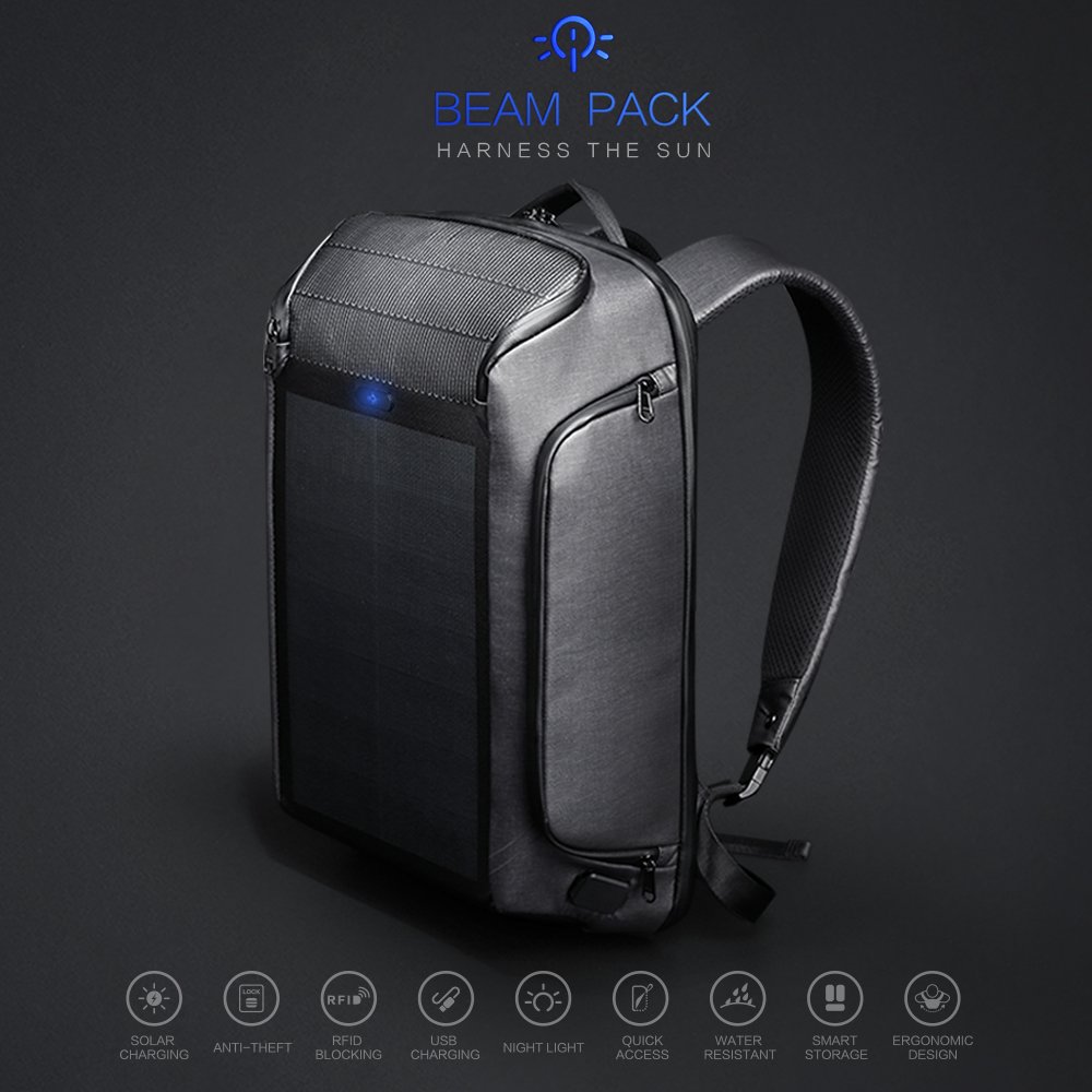 KINGSONS High-tech Solar Backpack for travel USB charging antitheft outdoor backpack business laptop backpack