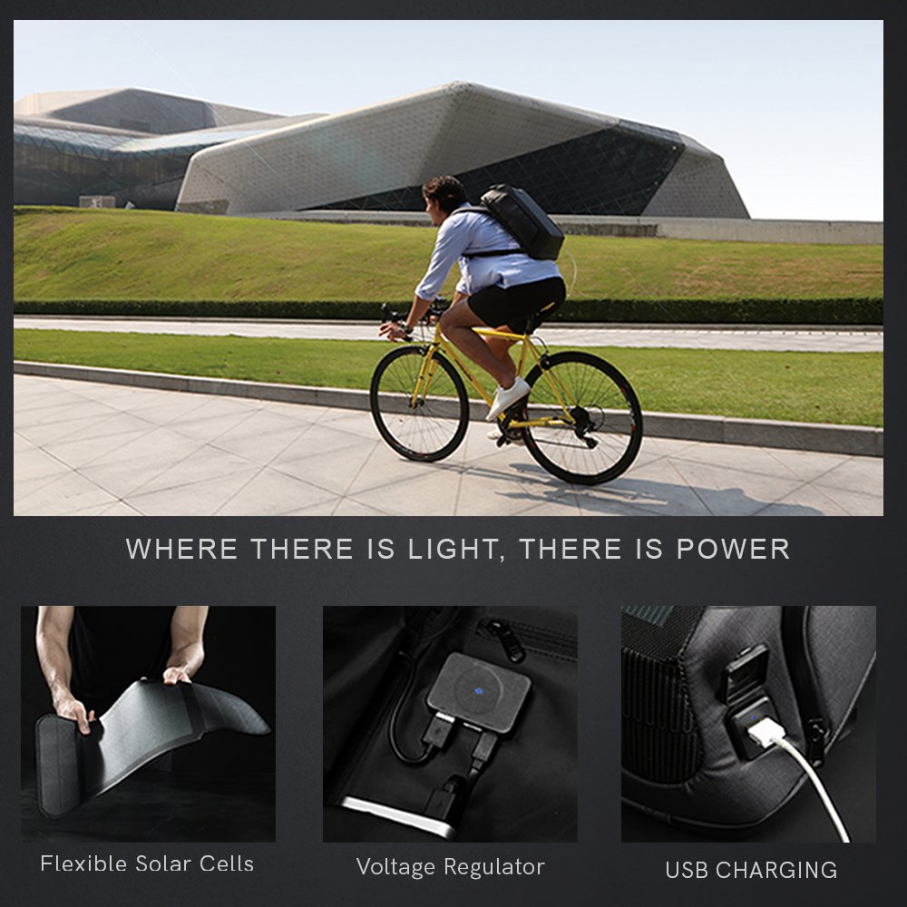 KINGSONS High-tech Solar Backpack for travel USB charging antitheft outdoor backpack business laptop backpack
