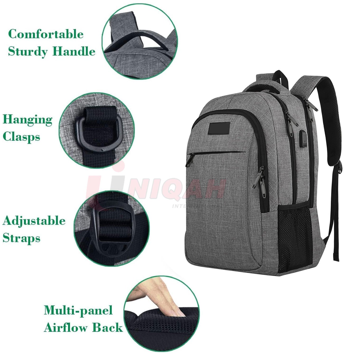 Travel Laptop Backpack, Business Anti Theft Slim Durable Laptops Backpack Water Resistant College School Computer Bag Grey