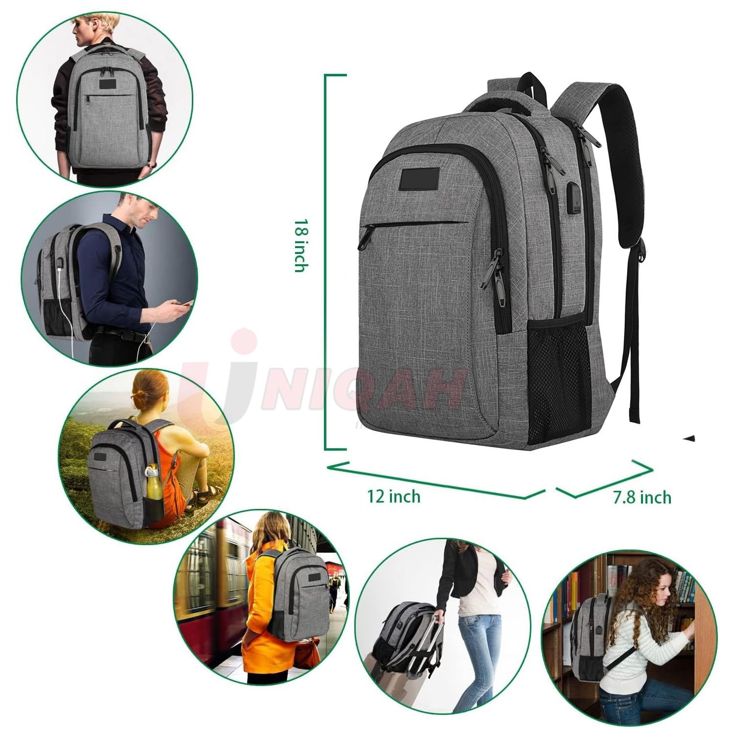 Travel Laptop Backpack, Business Anti Theft Slim Durable Laptops Backpack Water Resistant College School Computer Bag Grey