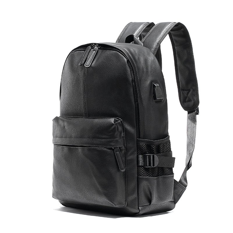 Custom Logo Design Fashion Men Laptop Backpack PU Waterproof Student School Backpack with USB Charge Port Travel Backpack