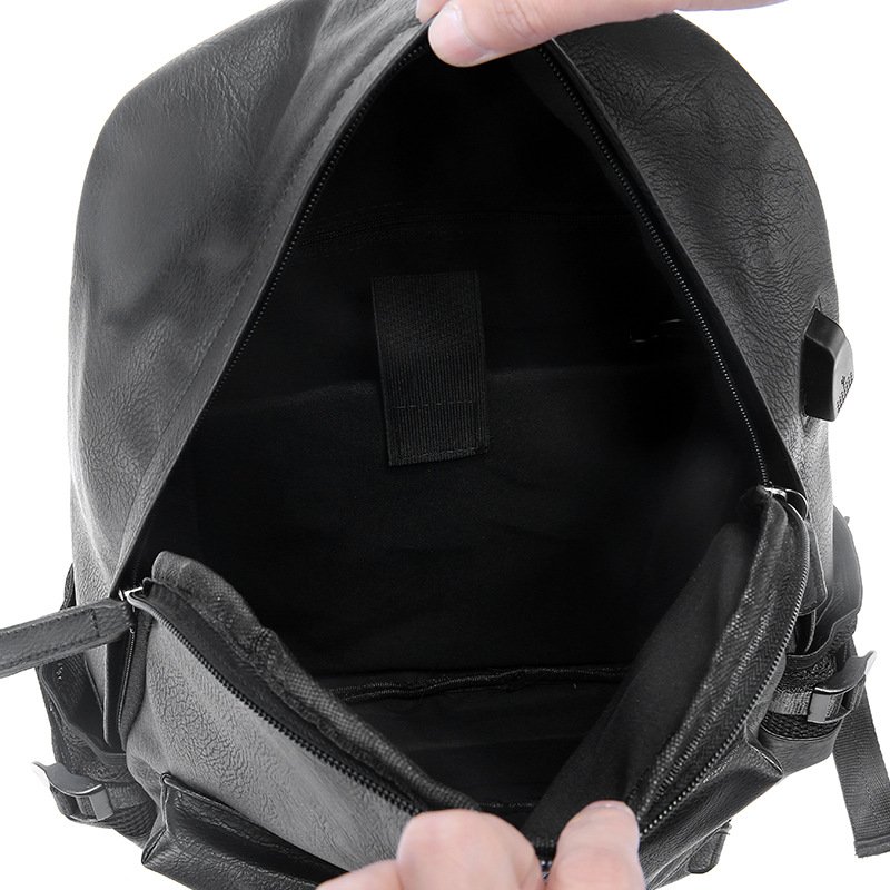 Custom Logo Design Fashion Men Laptop Backpack PU Waterproof Student School Backpack with USB Charge Port Travel Backpack