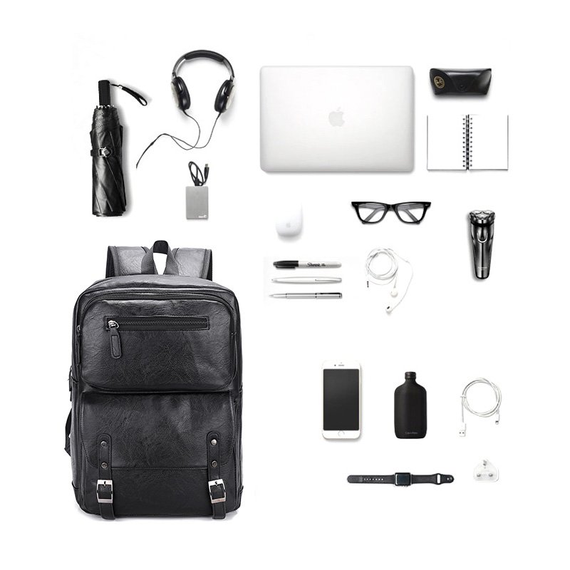 fashion large capacity waterproof computer bag for college student custom men leather backpack