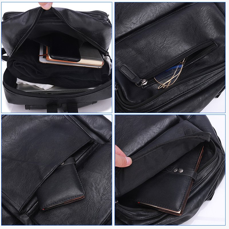 fashion large capacity waterproof computer bag for college student custom men leather backpack