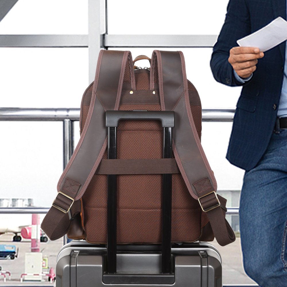 2024 Hot Sale Manufacturer Wholesale Men Brown Vintage Full Grain Cowhide Genuine Cow Leather Travel Laptop Leather Backpack Bag