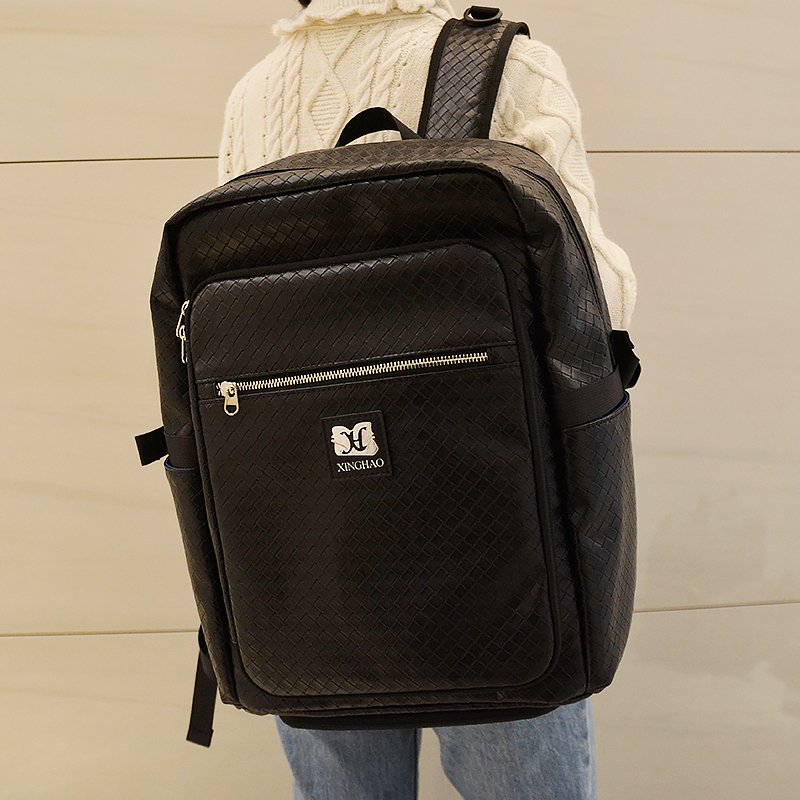 Custom fashion weaved bags women hand bag outdoor travel laptop weave leather bag backpack