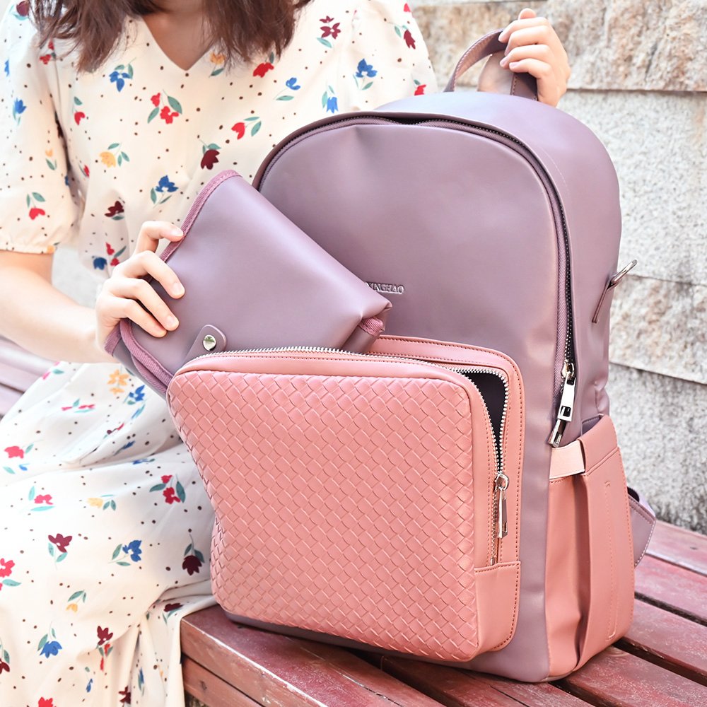 Custom fashion weaved bags women hand bag outdoor travel laptop weave leather bag backpack