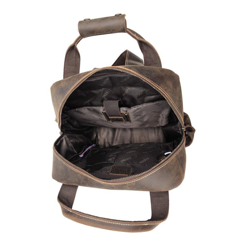 Custom Logo Retro Real Full Grain Leather Backpack Crazy Horse Leather Laptop Bags Men's Travel Backpack
