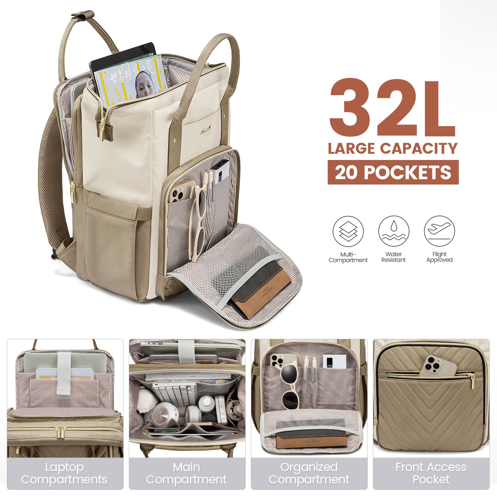 LOVEVOOK New fashion quilted design 15.6in large waterproof laptop backpack bag for travel work school Business laptop backpack