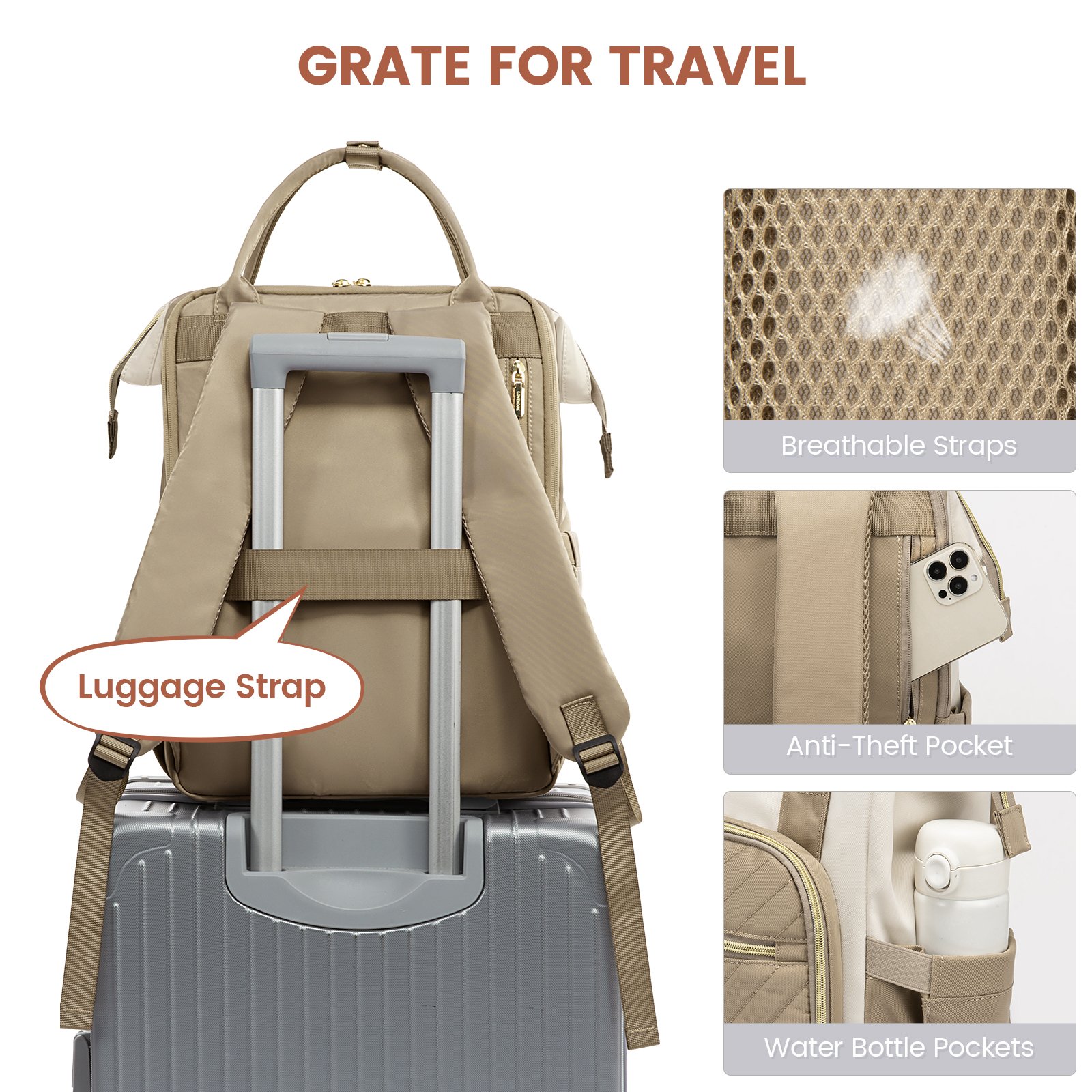LOVEVOOK New fashion quilted design 15.6in large waterproof laptop backpack bag for travel work school Business laptop backpack