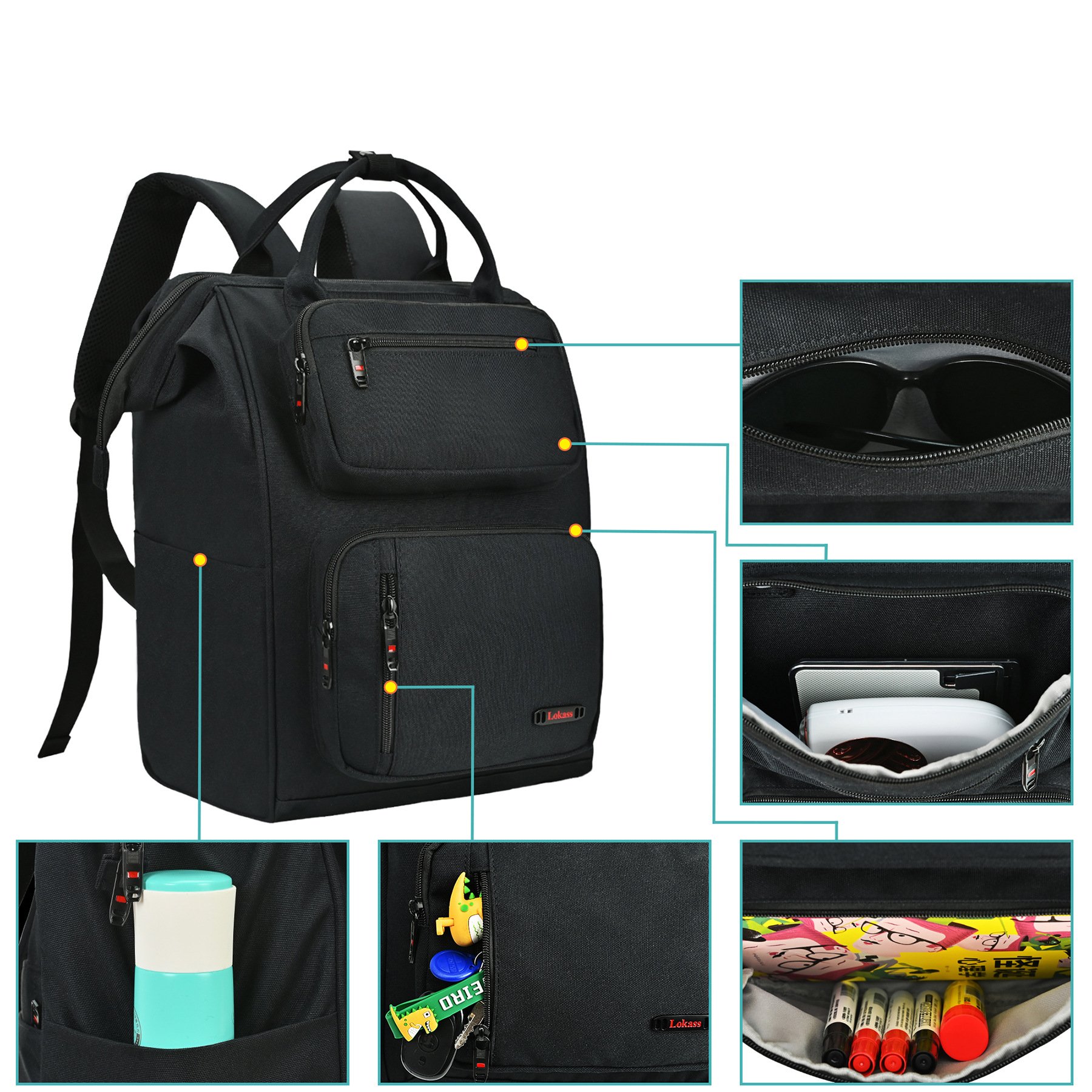 15.6Inch USB Waterproof Notebook Mens Oxford Cloth Laptop Bag Travel School Laptop Backpack