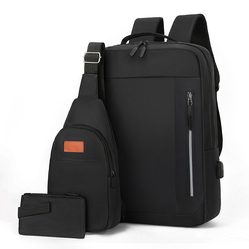 Custom Logo High School & Business Laptop Backpack 3 in 1 Set with USB Port Waterproof Oxford Travel Bag Zipper Closure