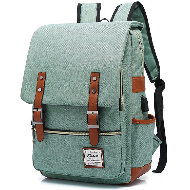 Wholesale waxed canvas vintage laptop backpack usb port mens canvas backpack