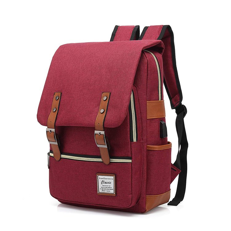 Wholesale waxed canvas vintage laptop backpack usb port mens canvas backpack