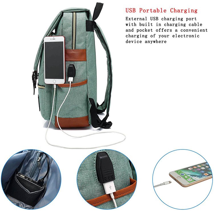 Wholesale waxed canvas vintage laptop backpack usb port mens canvas backpack