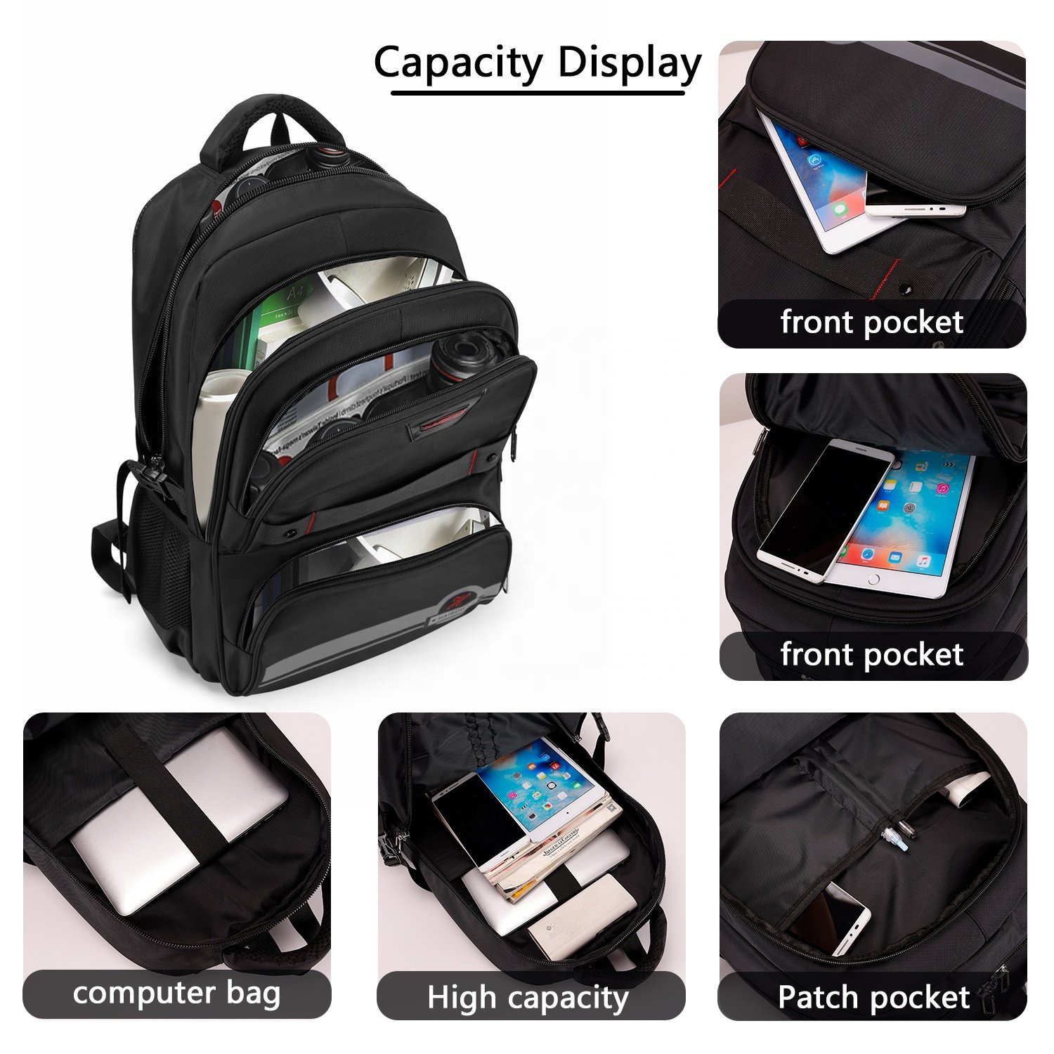 HAIBOWY Large Capacity Ultra Light Multi-Functional Reflective Polyester Laptop Backpack Waterproof College Student Bag