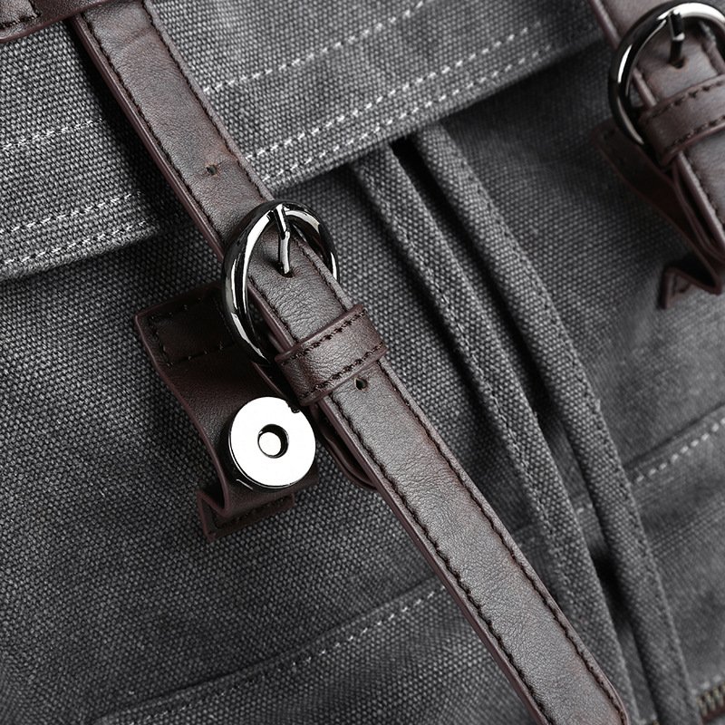 Hot sale men women leisure canvas backpack wear-resistant cotton outdoor bag large capacity daily backpack with fold cover