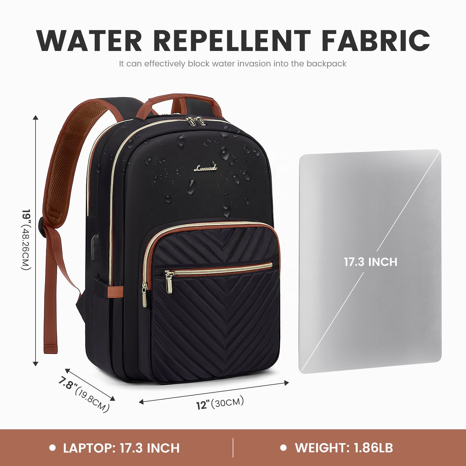 LOVEVOOK Luxury Nylon Teen College School Bookbags Waterproof Business 15.6 17 Inch Travel Laptop Backpacks Bags for Women Girls