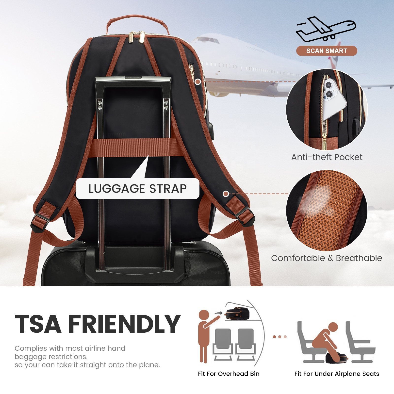 LOVEVOOK Luxury Nylon Teen College School Bookbags Waterproof Business 15.6 17 Inch Travel Laptop Backpacks Bags for Women Girls