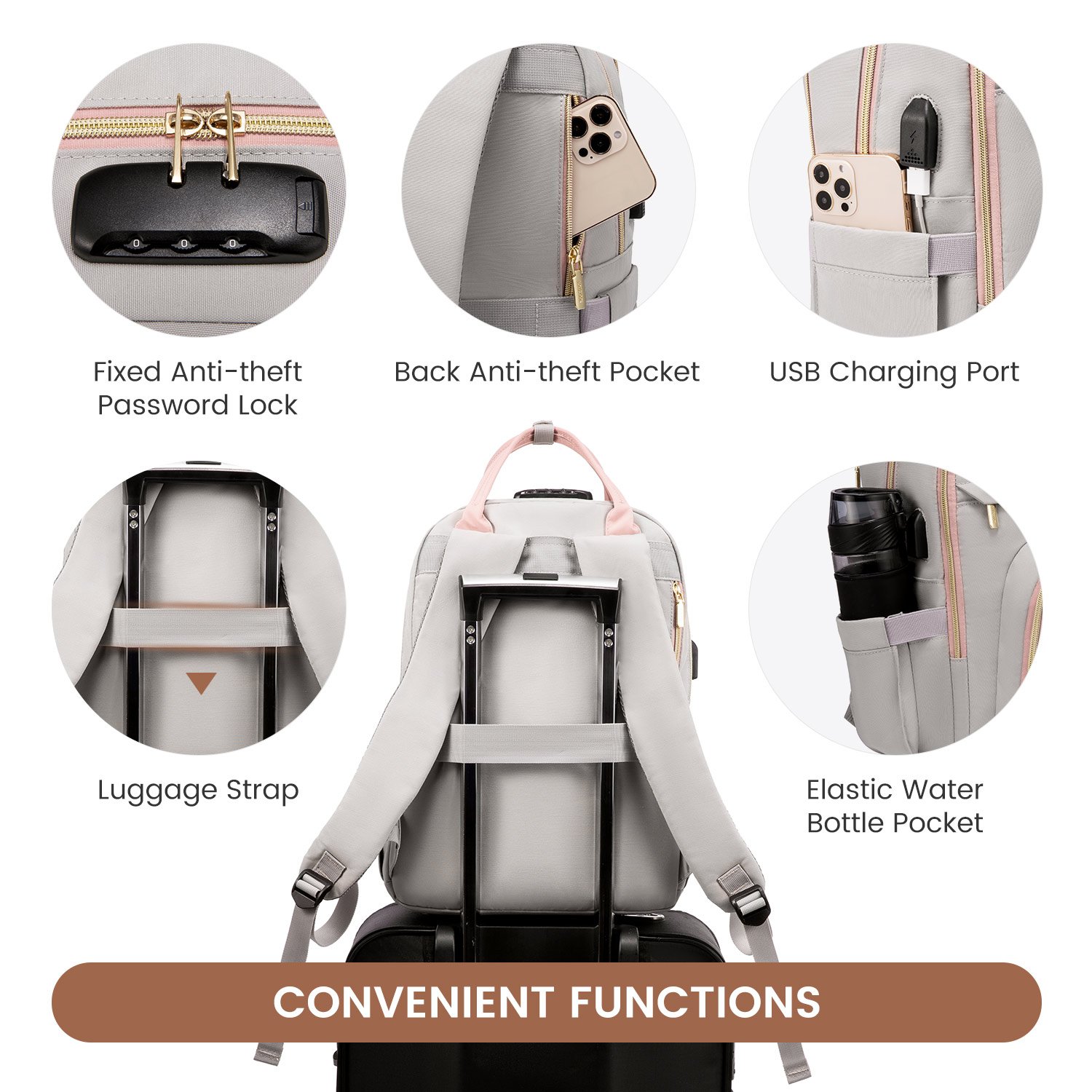 LOVEVOOK custom logo wholesale anti-theft business commute travel backpack custom 15.6in computer bag women laptop Backpack