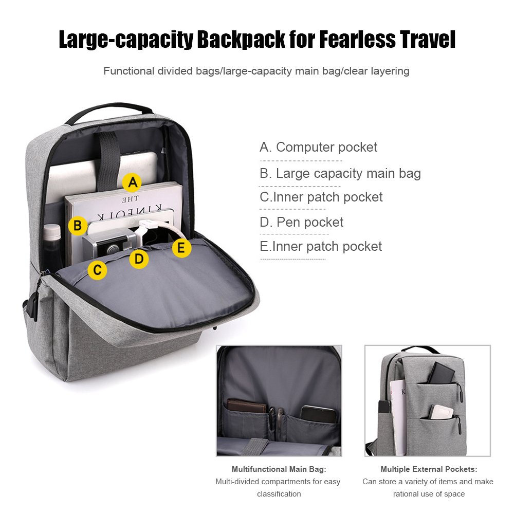 New Hot Sale Usb Business Nylon Laptop Backpack Bule Nsimple Business Casual Backpack For Backpack Laptop Waterproof