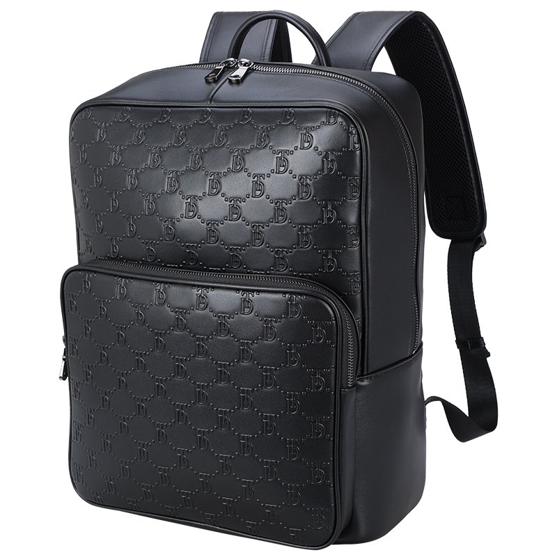 Custom Logo Travelling Fashion Large Capacity Black Full Grain Leather Backpack Customized Genuine Leather Laptop Backpack Bags