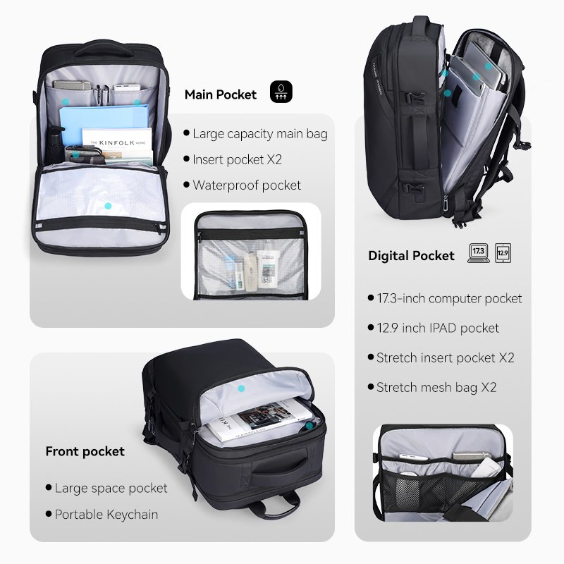 Mark Ryden Hot wholesale men's large-capacity multifunctional backpack business travel outdoor travel shoulder bag G1_MR9993-B