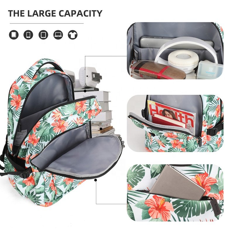 Fashion printing middle/high/college school student school bags outdoor leisure sports laptop backpack for women