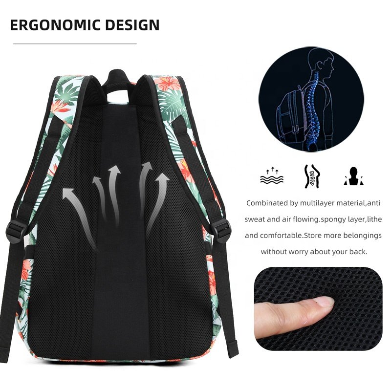 Fashion printing middle/high/college school student school bags outdoor leisure sports laptop backpack for women