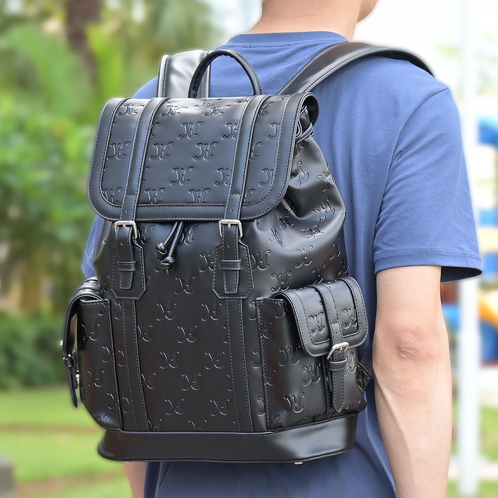 Custom College Backpacks Waterproof Vegan Leather Travel School Business Notebook Laptop Backpack For Men