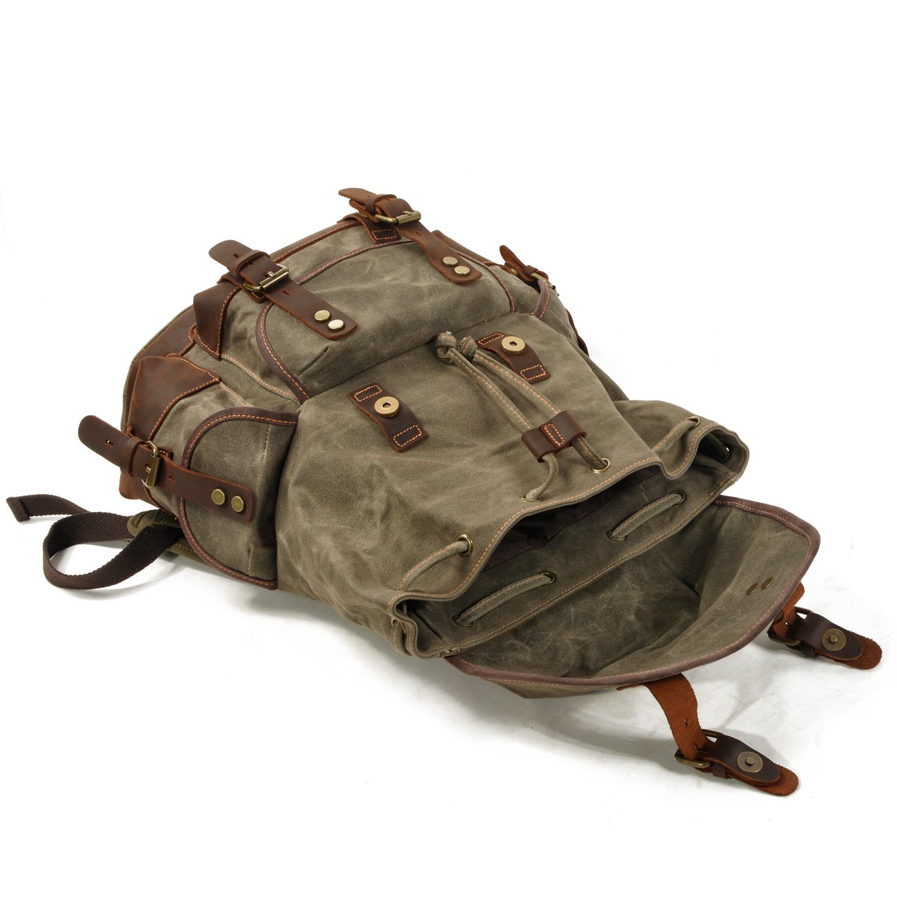 9508 Large Capacity Leather Canvas Backpacks For Men School Bags Vintage Waterproof Daypack High Quality Laptop Backpack Bag