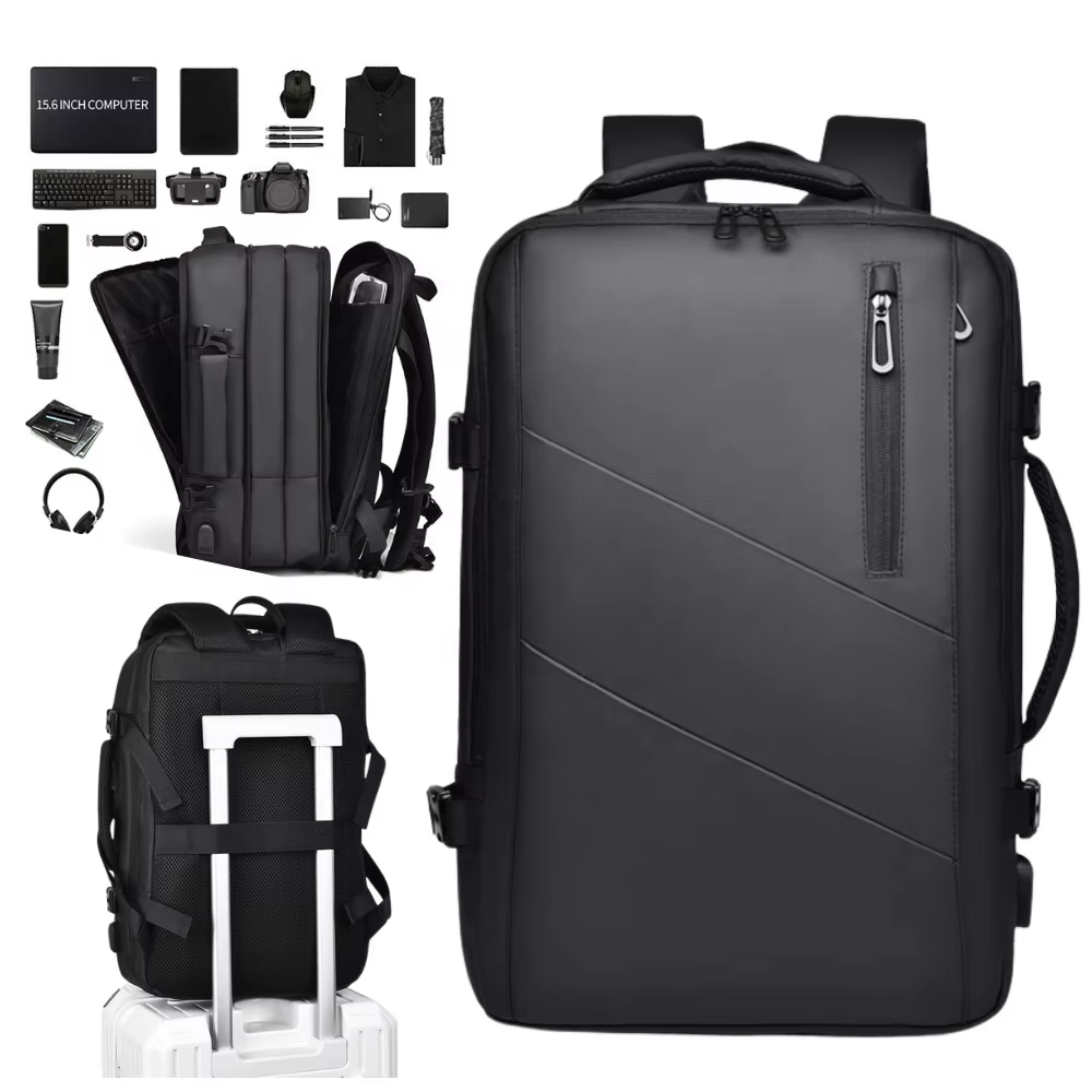 2024 Expandable travel backpack flight approved With USB PORT Extra Large Business black Laptop Backpack mochilas de viaje