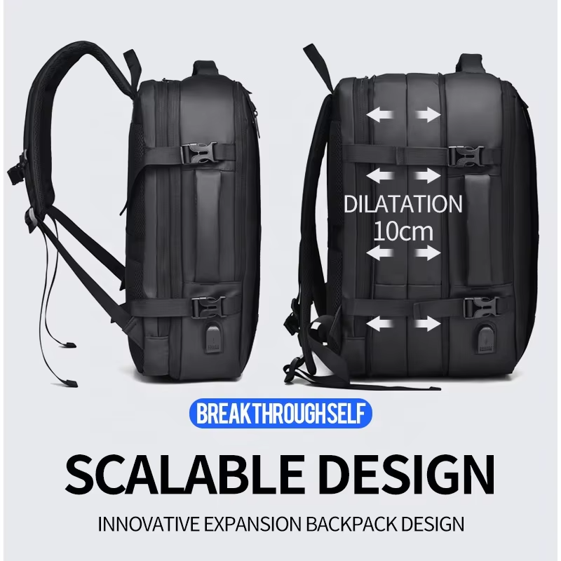 2024 Expandable travel backpack flight approved With USB PORT Extra Large Business black Laptop Backpack mochilas de viaje