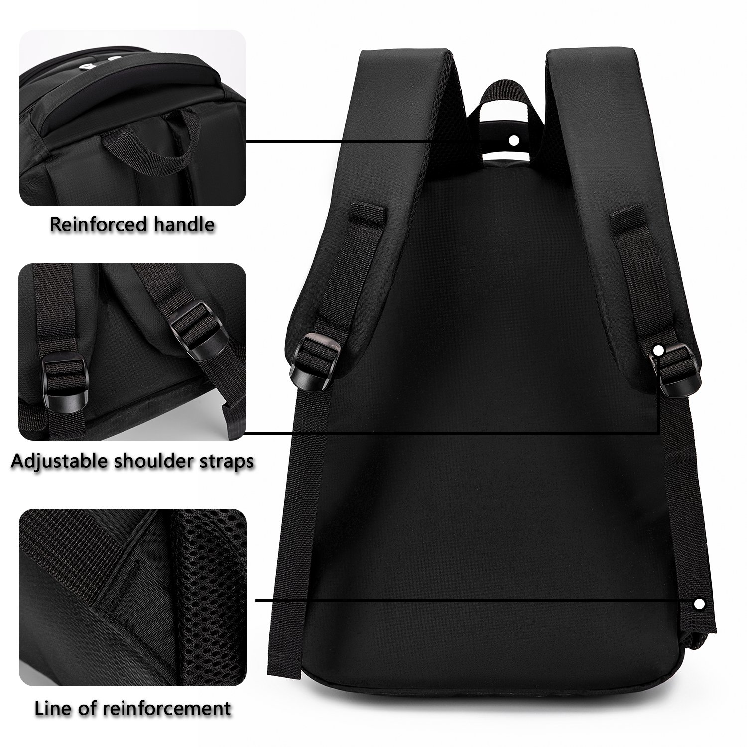 HAIBOWY Business Backpack Cool Black Nylon Laptop Backpack with Polyester Lining for Travel or School