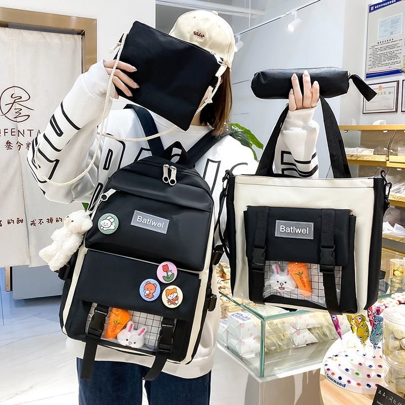 Stylish high quality canvas durable girl Backpack for kids Cute girl backpack set for school kids