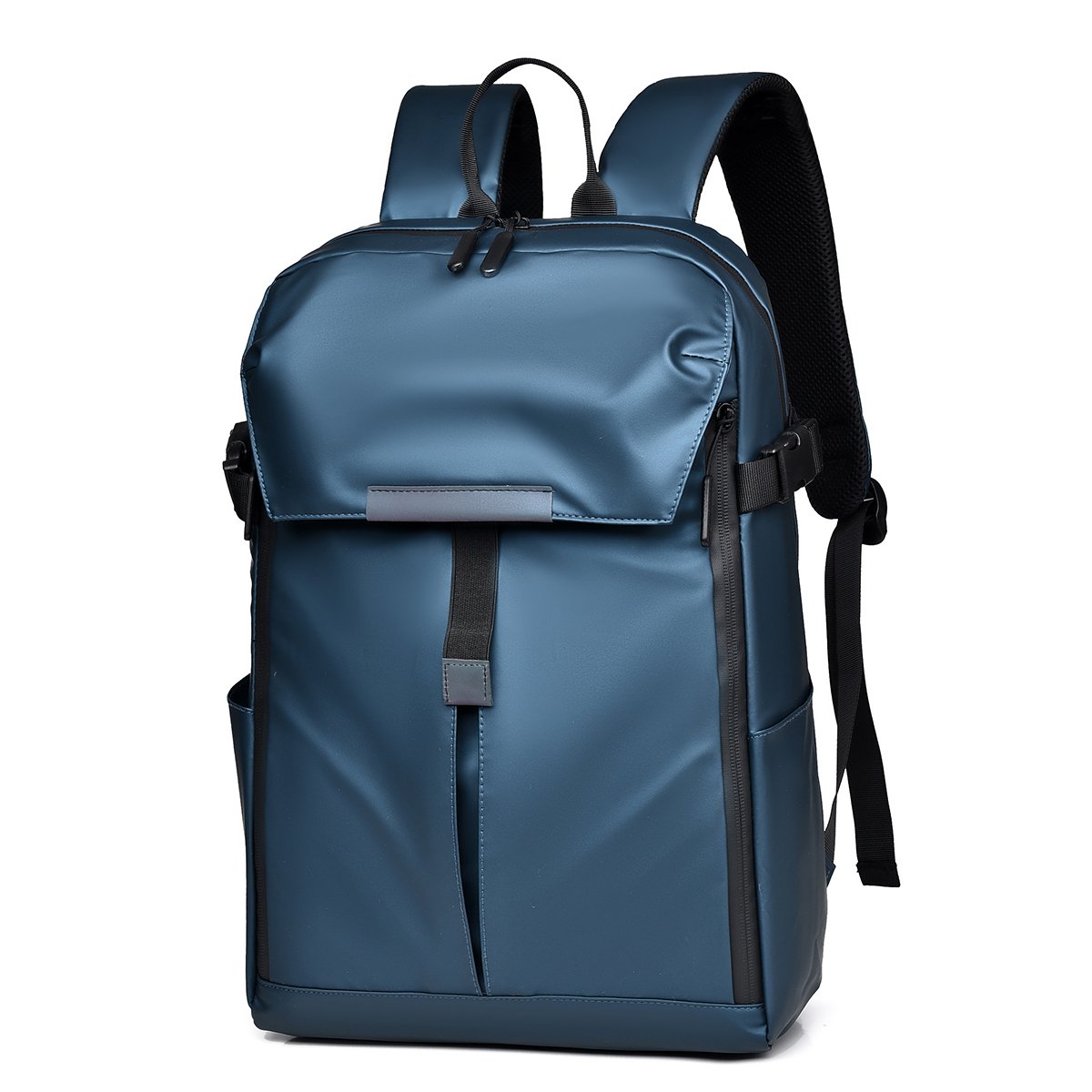 Black fashion hot PU waterproof backpack Men's backpack Laptop backpack schoolbag suitable for daily travel
