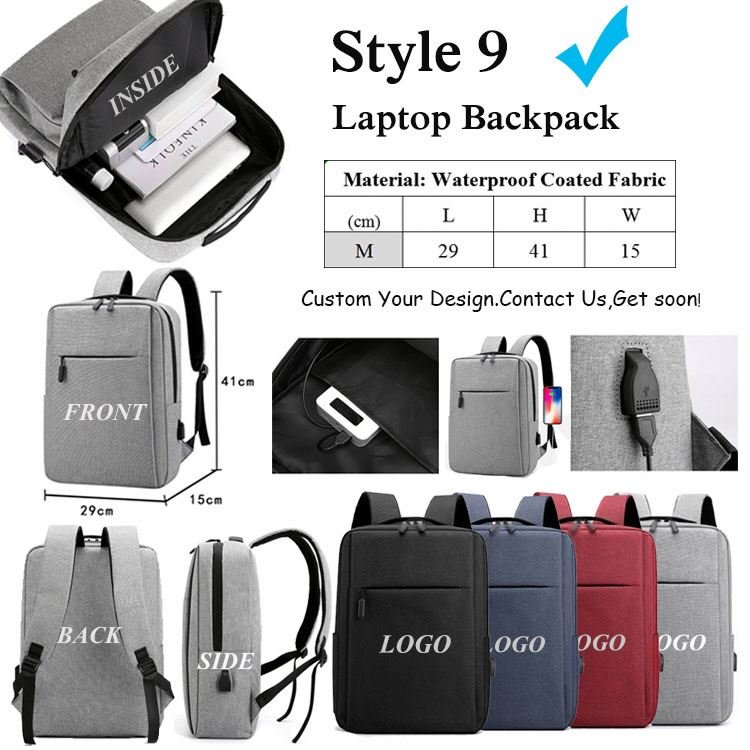 Custom Logo Waterproof Nylon Polyester Travel Laptop Backpack Customization Fashion Water