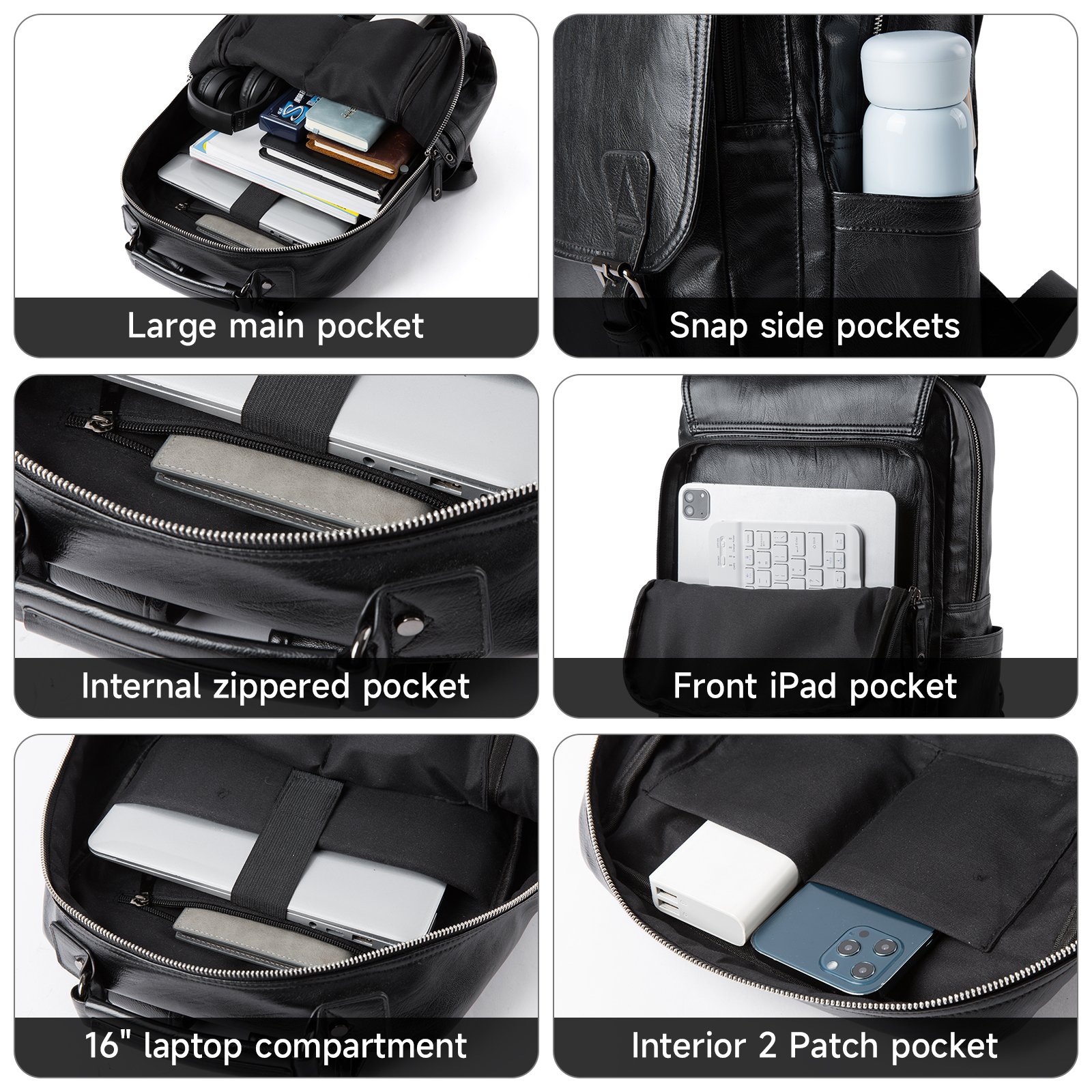 Waterproof Mochila PU Leather Bags For Men Traveling Business Laptop PU Men Backpack