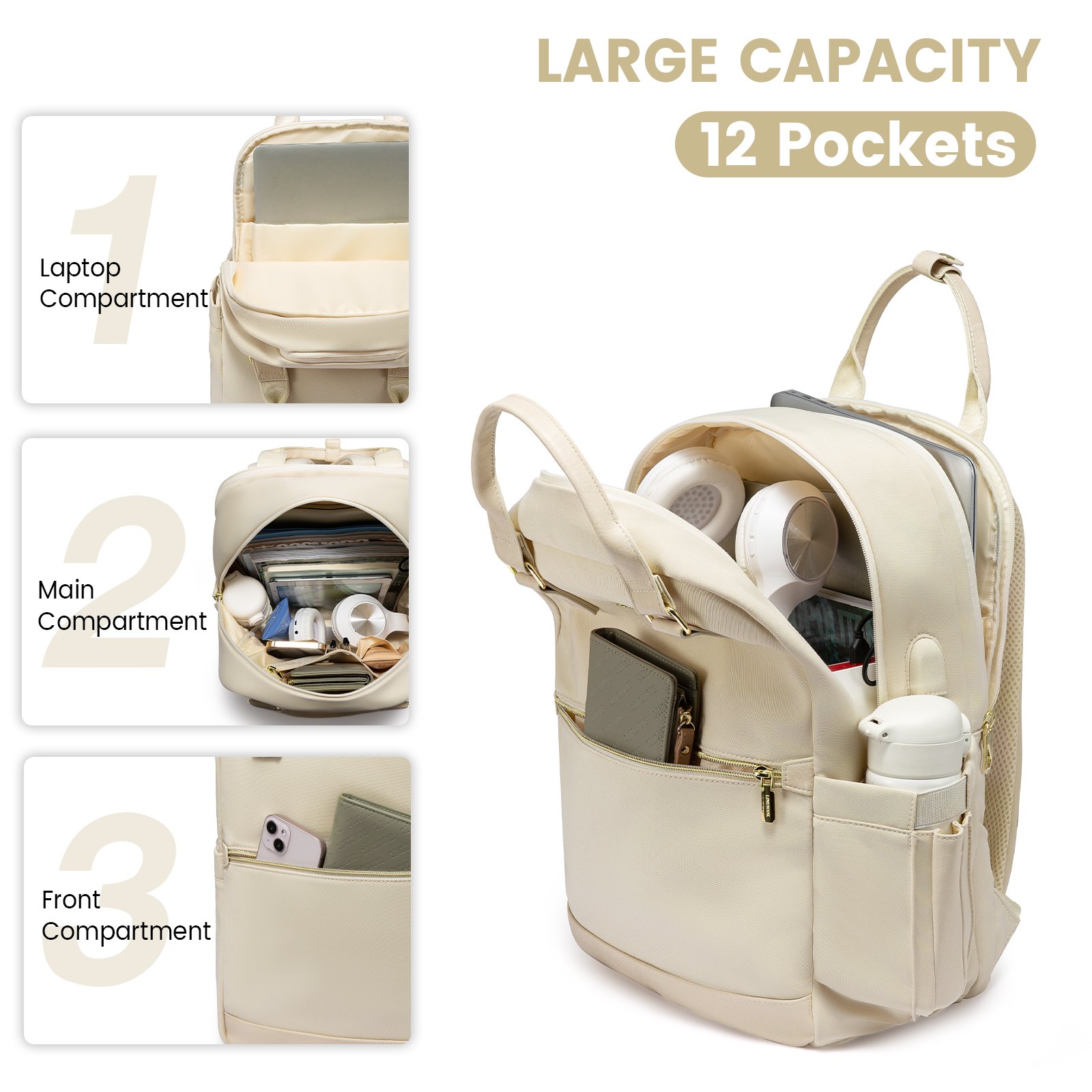 LOVEVOOK custom factory school backpack water resistant for ladies travel business work large 15.6 17in women laptop backpacks