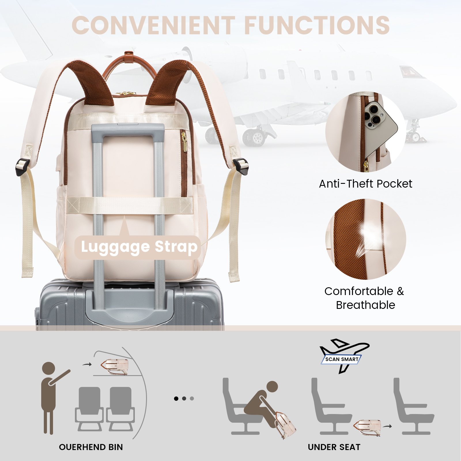 LOVEVOOK custom factory school backpack water resistant for ladies travel business work large 15.6 17in women laptop backpacks