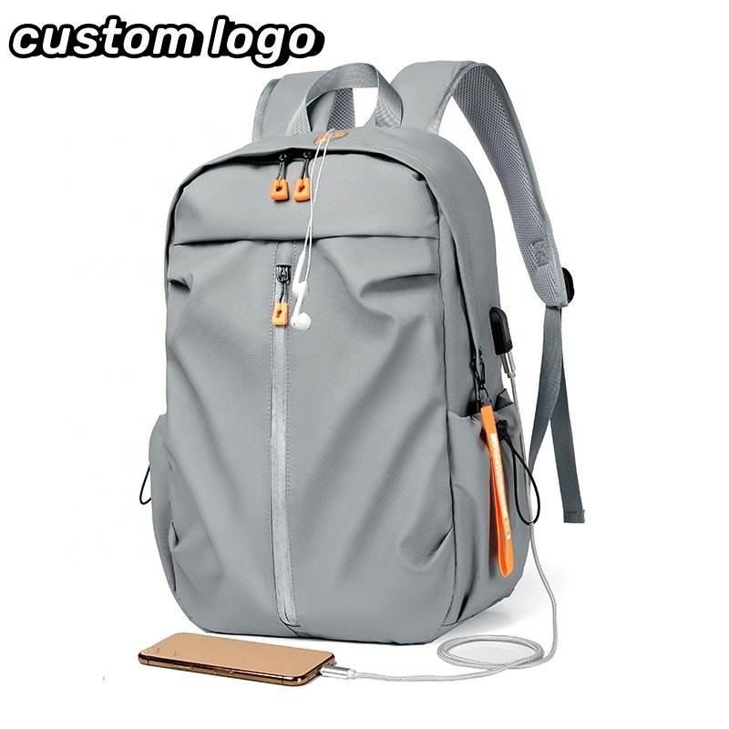 Wholesale Fashion Custom Logo Waterproof Computer Bag Laptop Backpack Business Travel Hiking Backpack with USB Charging Port