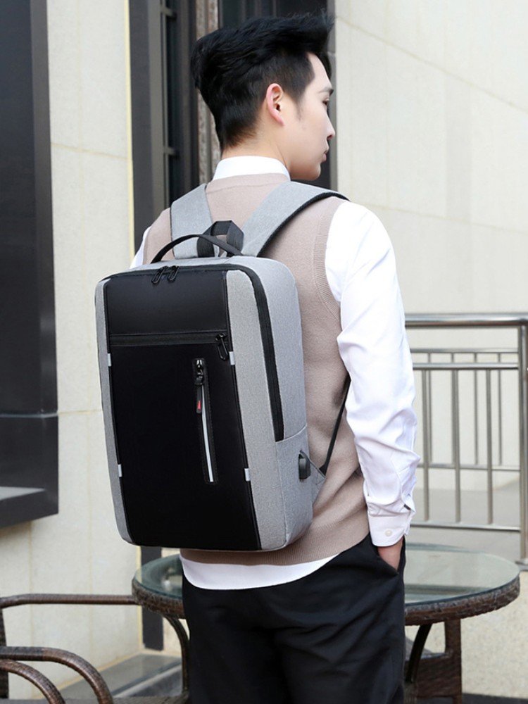 OEM Custom Oxford Man Waterproof School Travel Business Outdoor Reflective Stripe Laptop Backpack Back Bag with USB Charge Port