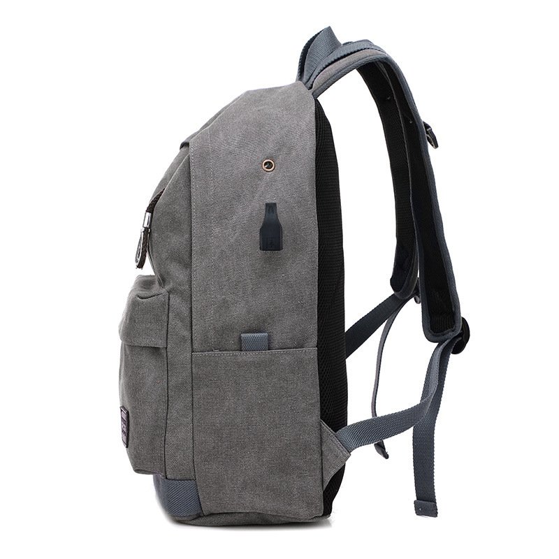 New male and female canvas backpack USB charging outdoor travel bag fashionableat the beginning of tall student bag