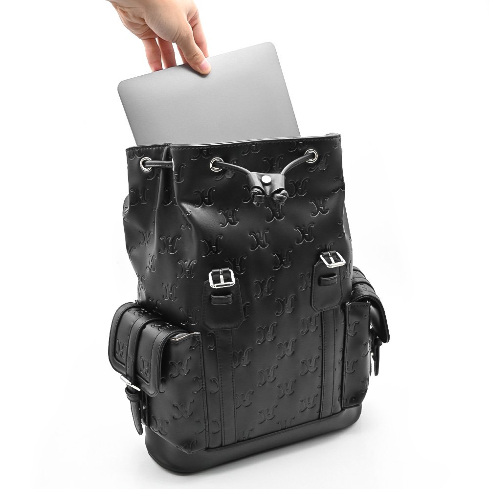 Stylish All over Embossed Logo backpack office computer bag luxury vegan leather backpacks men college bags laptop backpack bag