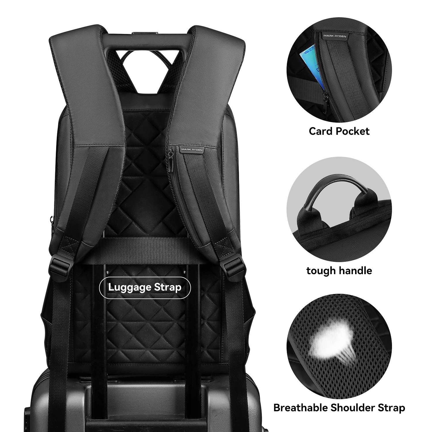 Mark Ryden Laptop backpack waterproof 15.6 inch school bag with antitheft design For Men travel laptop backpack MR9813-B