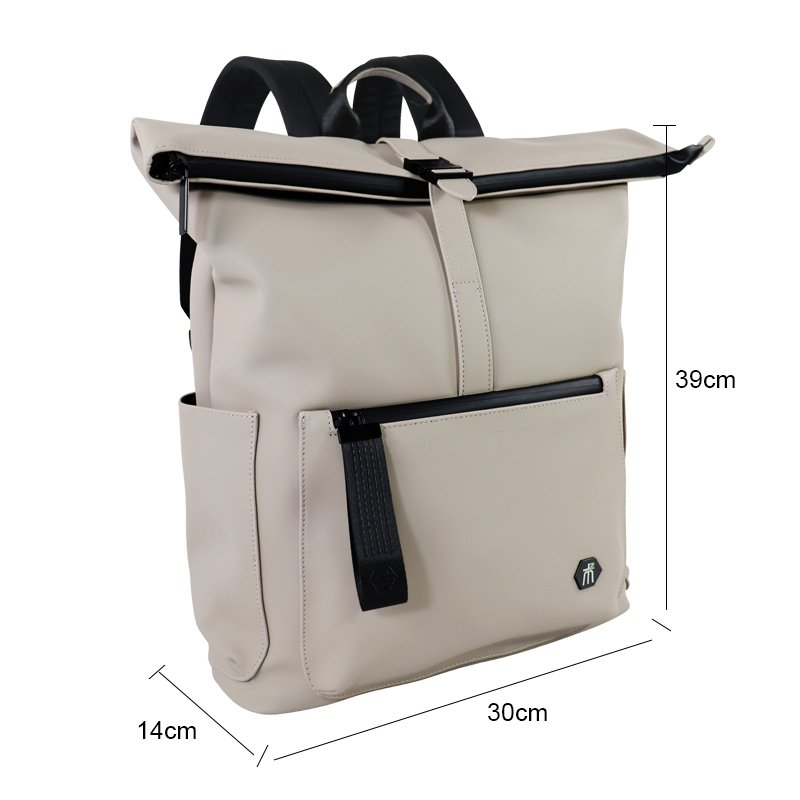 Waterproof roll top shockproof luxury leisure travel university school notebook synthetic leather laptop backpacks