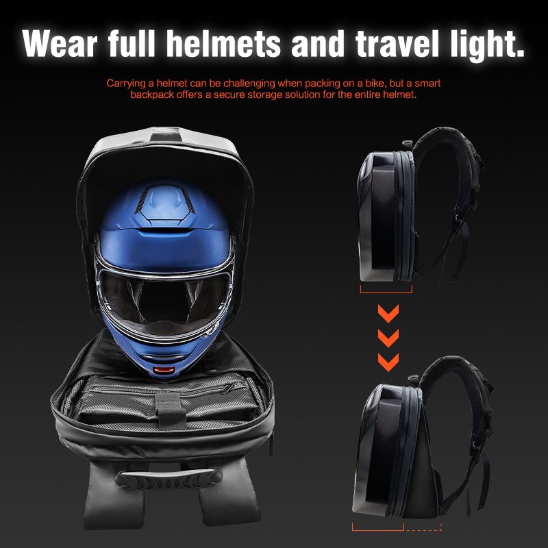 LOY LED Backpack Motorcycle Helmet Bag Hard Shell Large Capacity Waterproof Helmet Bag Laptop Backpack for Men