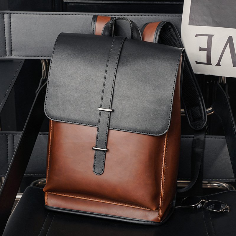 Custom PU Leather Men Backpack Vintage School Backpack Laptop bag for men leather Backpack